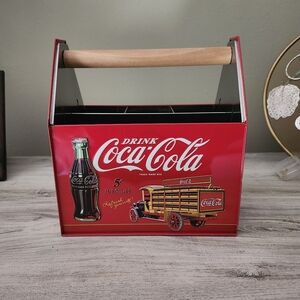 NEW Tin Box Company Coca Cola Tin Utensil Caddy with Handle